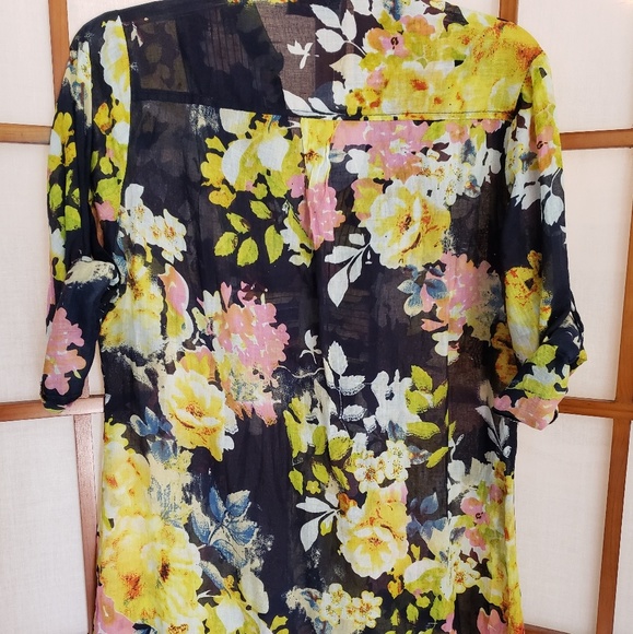 Modcloth 3/4 length roll-sleeve floral blouse NWT - Picture 3 of 5